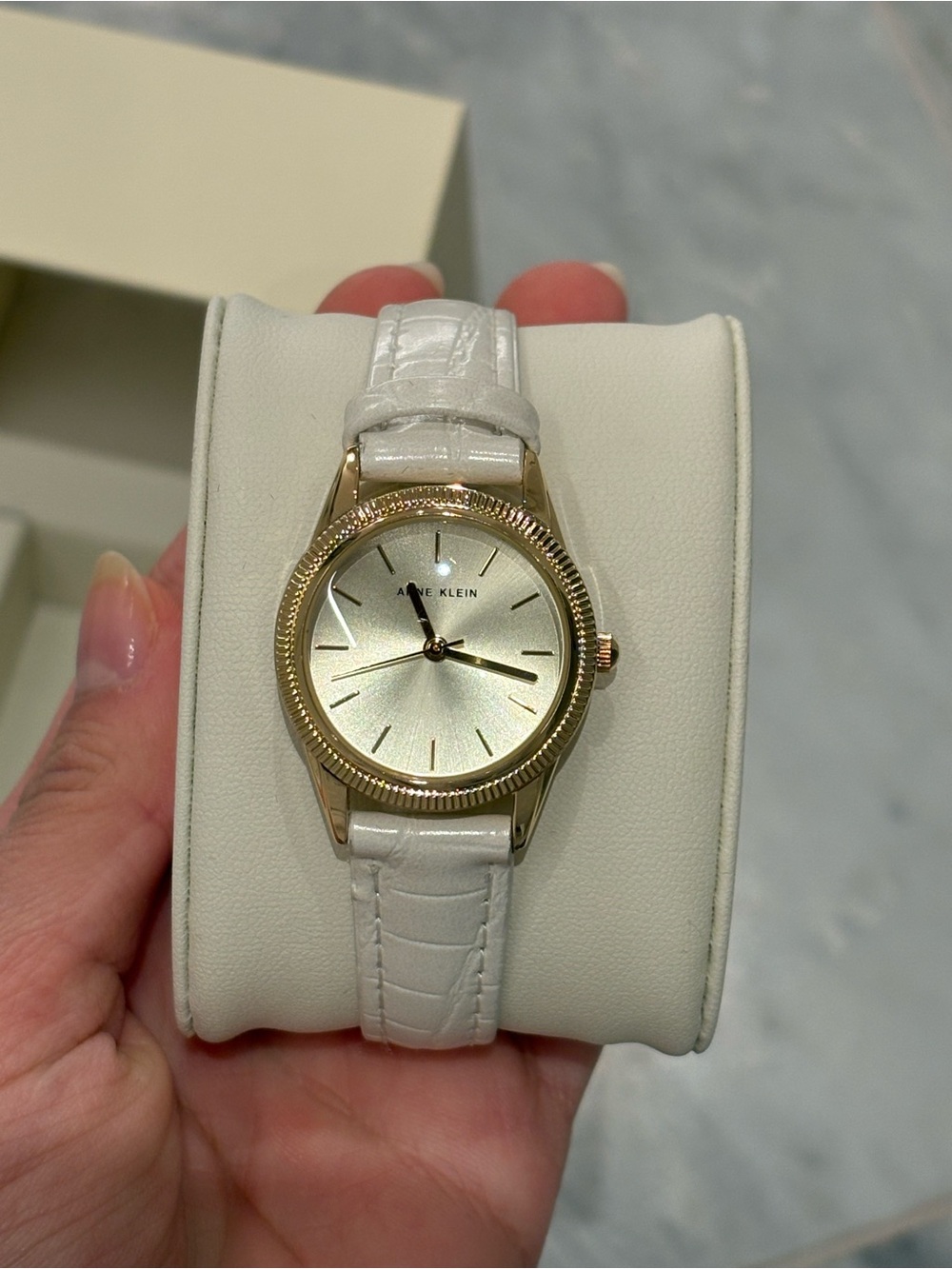 Anne Klein Gold-Tone Watch with White Strap